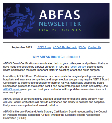 Resident Newsletters | ABFAS